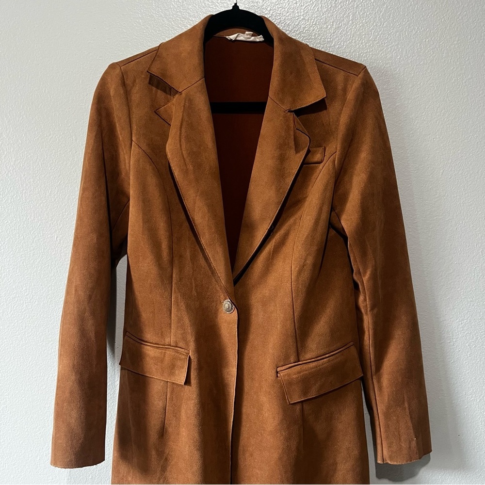 SOLITAIRE- Elegant Brown Women's Coat Size S - Picture 4 of 5